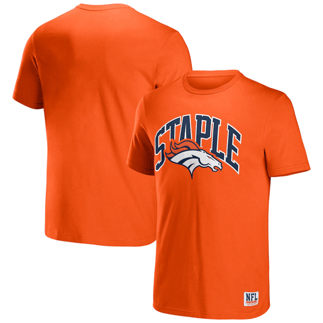 Men's Denver Broncos x Staple Orange Logo Lockup T-Shirt Men's Denver Broncos x Staple Orange Logo Lockup T-Shirt